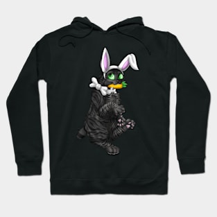 Bobtail BunnyCat: Black Tabby (White) Hoodie